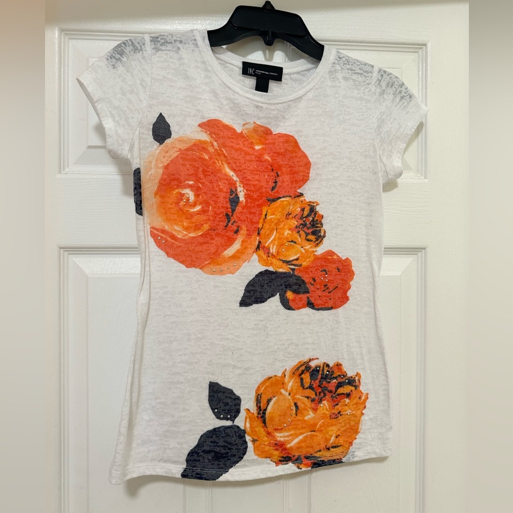 INC international concepts in petite size, small white T-shirt.